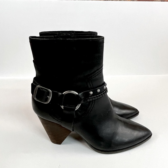 Lucky Brand Majoko Black Leather Harness Boot Heeled Bootie Women’s Size 6 - Picture 12 of 15